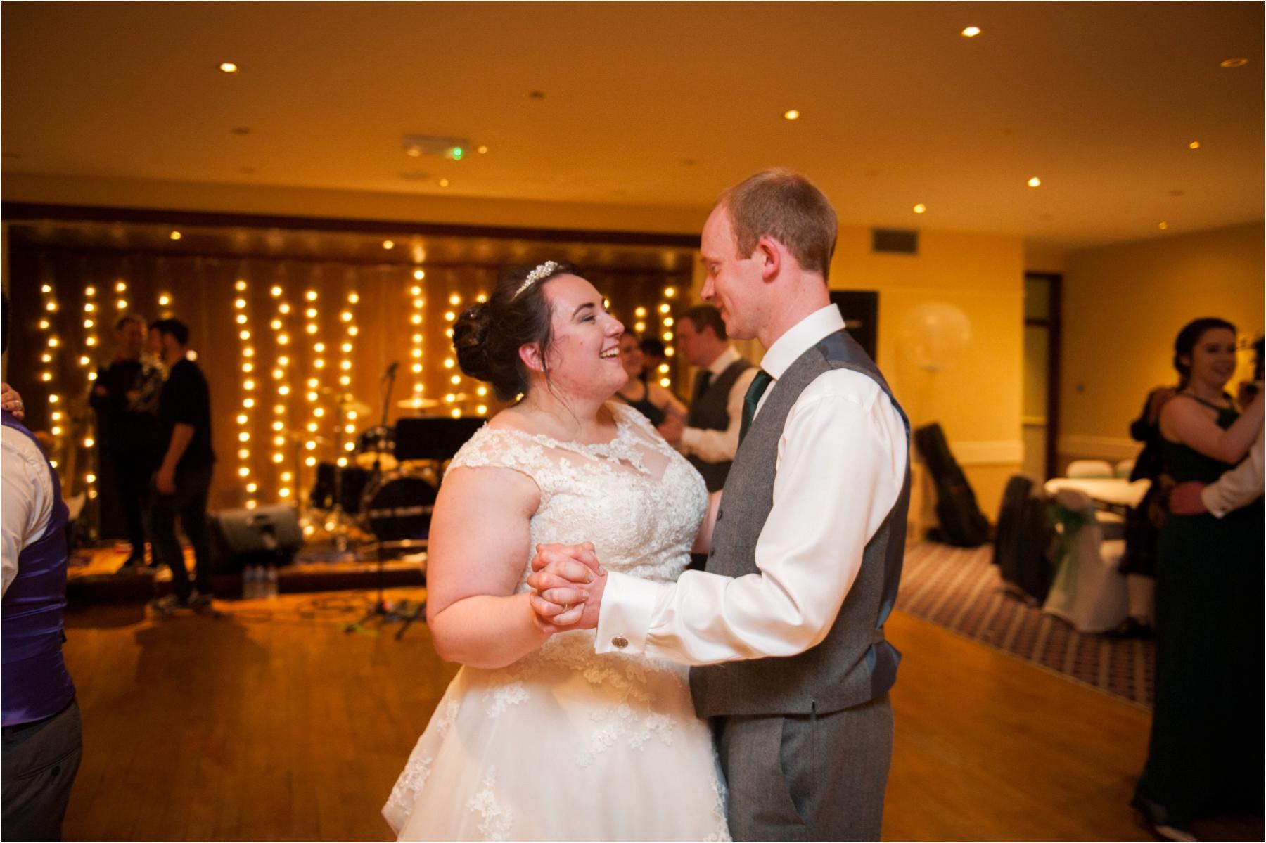 Bride Lauren and groom Michael have their first dance at the Caladh Inn as part of their wedding celebrations.