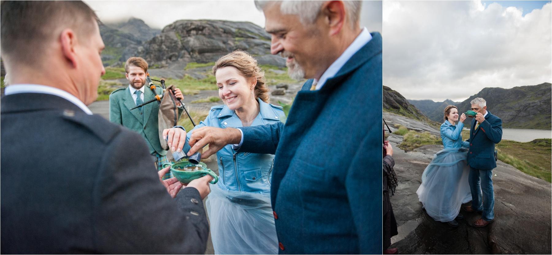 Drinking a blend of whiskies during a wedding ceremony is a traditional Scottish custom.