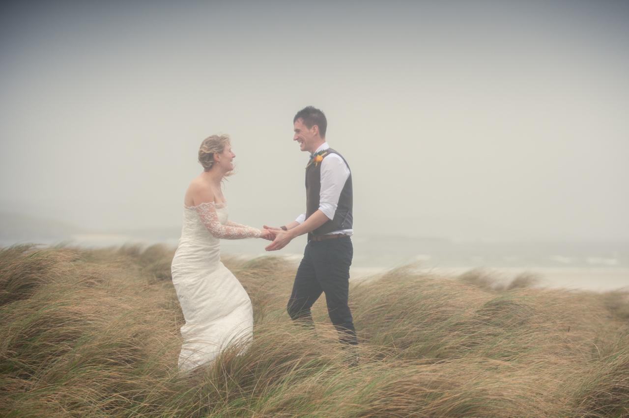 uig beach wedding photographs in the rain 