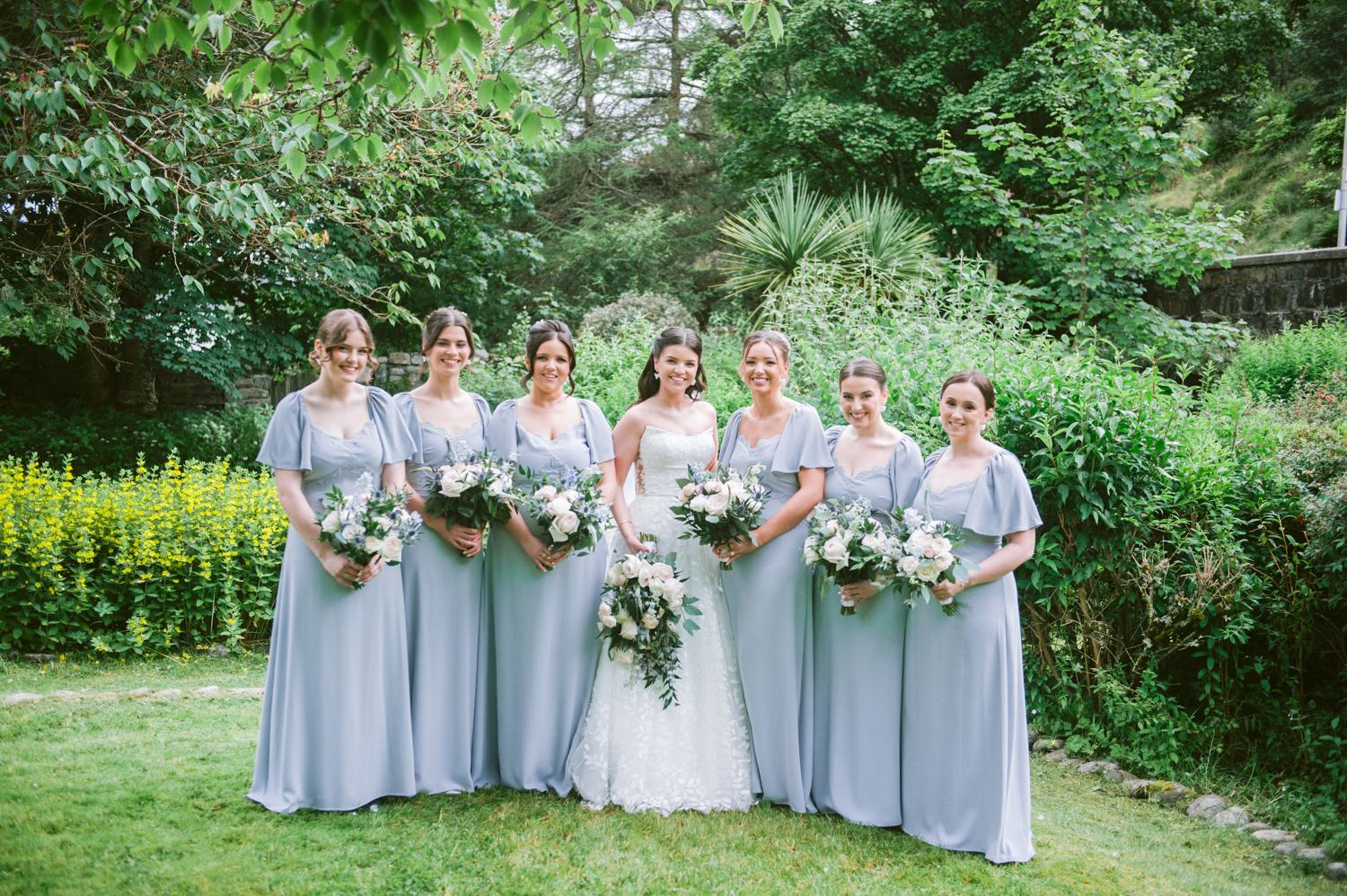 Bride and bridesmaids photograph at Outer hebrides wedding 