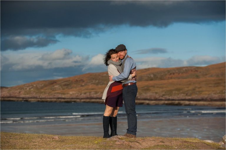 highland wedding couple by beach