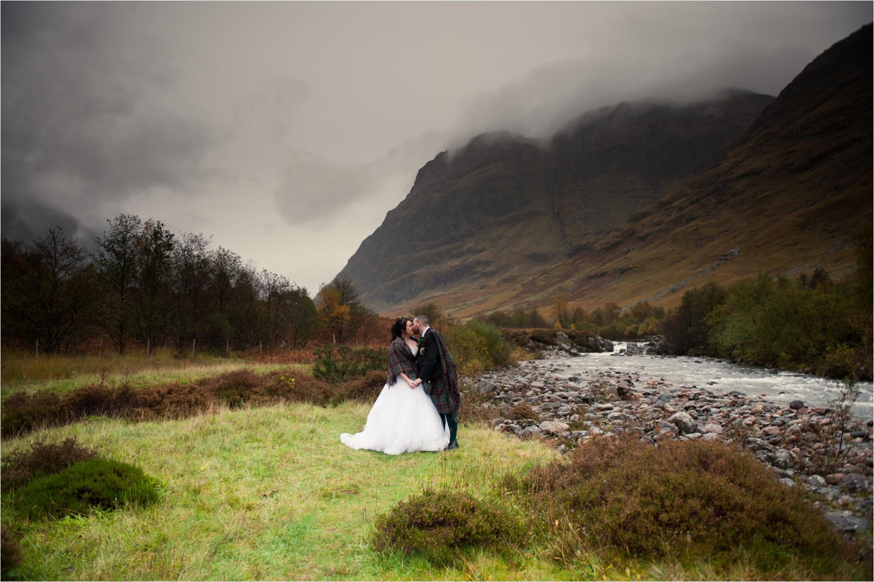 couple shot at glencoe highland wedding