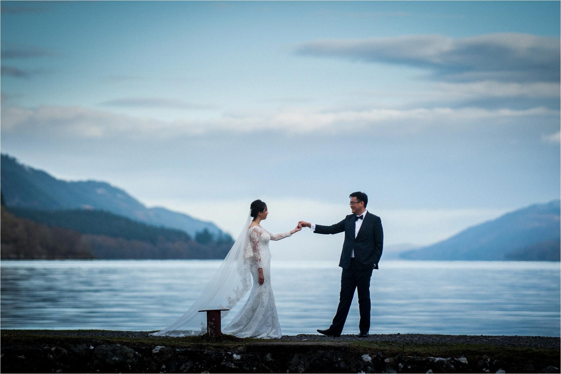 engagement shoot on shore of Loch Ness