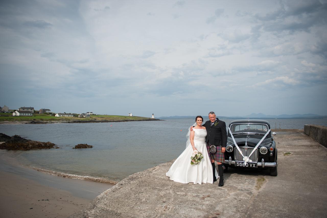 Wedding photography on Islay, Scotland - photograph of wedding car at isle of islay wedding