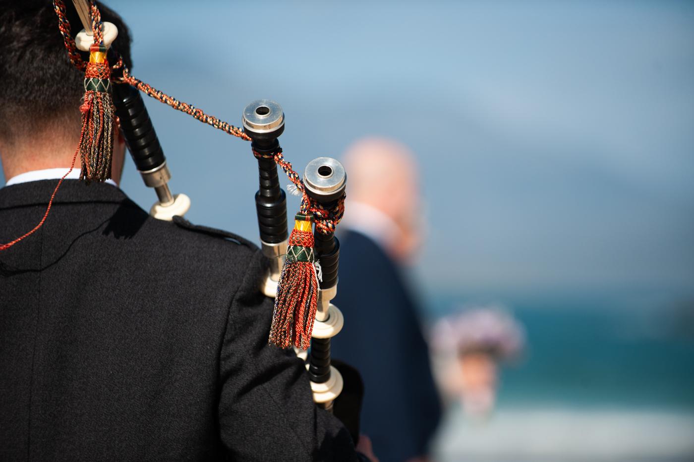 Piper Crìsdean during the Gaelic reading at Luskentyre