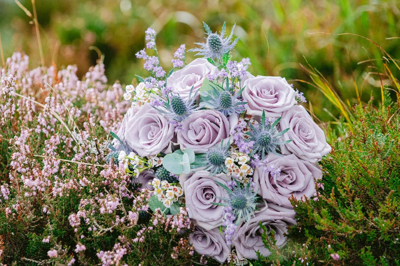 Wedding bouquet in the heather, Isle of Harris