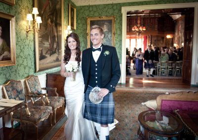Couple after wedding ceremony at Fyvie castle