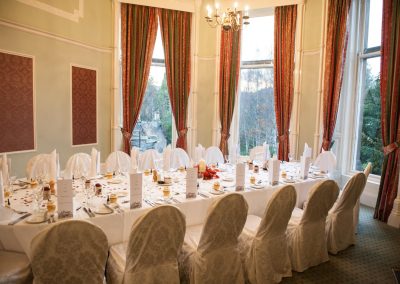 Wedding breakfast room set up at Atholl Palace