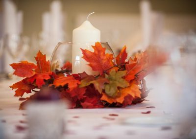 Autumn wedding table detail, Atholl Palace
